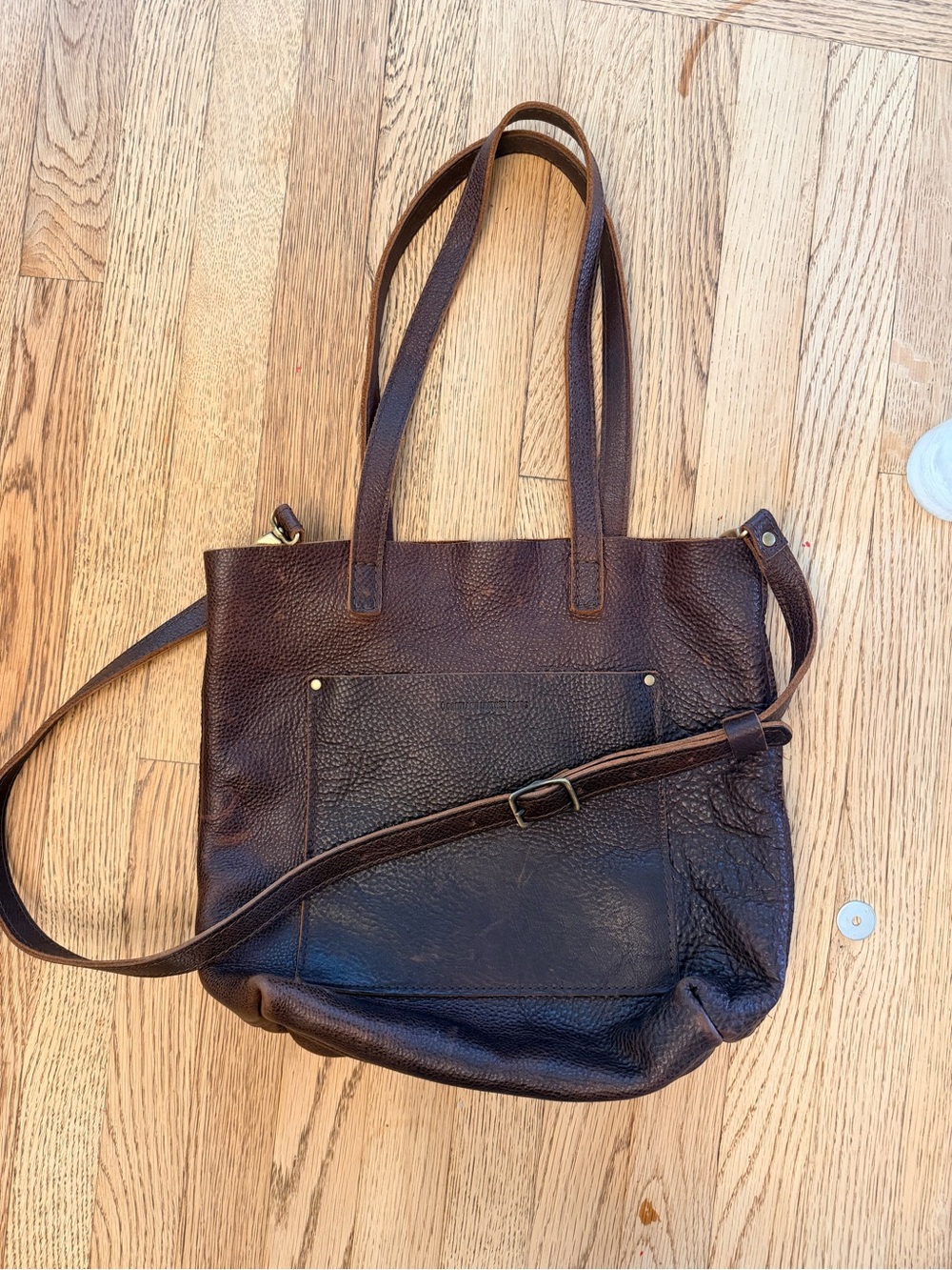 Women's Leather Tote Bag - Brown - Picture 2 of 4